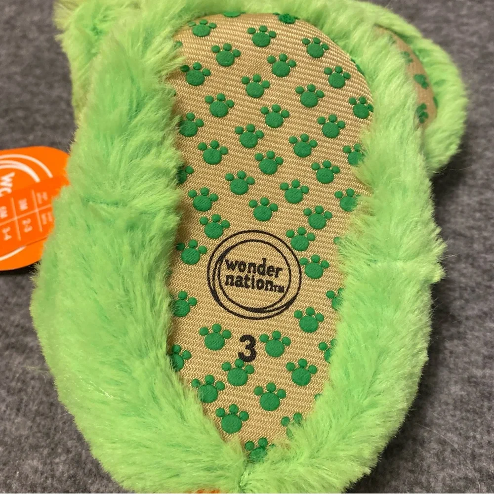 Green and Orange Monster Claw Slippers Childs Size 3‎ Wonder Nation Slip On New